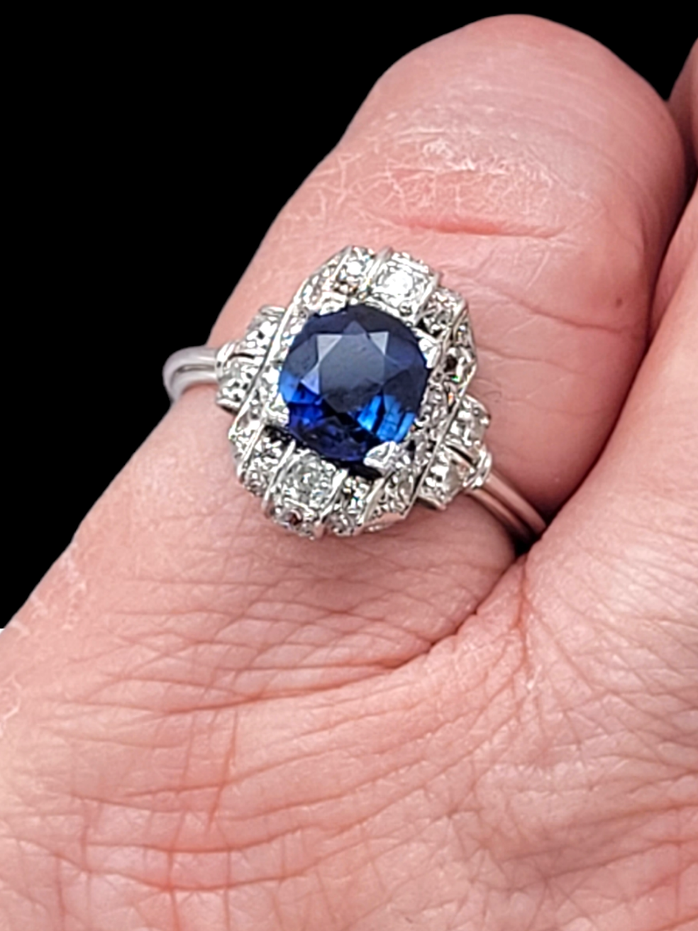 Art deco sapphire and diamond engagement ring SKU: 6237