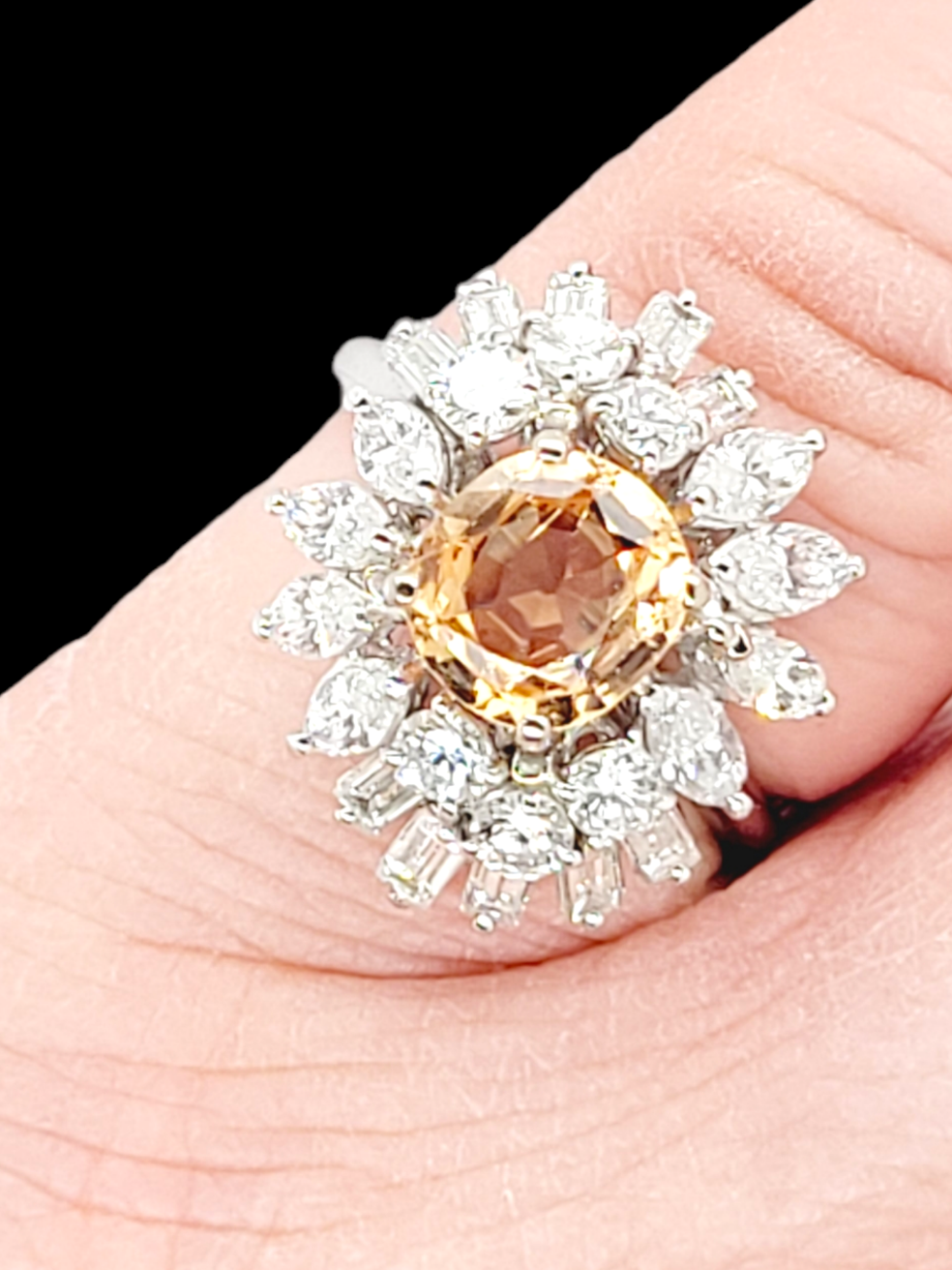 Stylish diamond baguette diamond and topaz cocktail ring
SKU: 6432