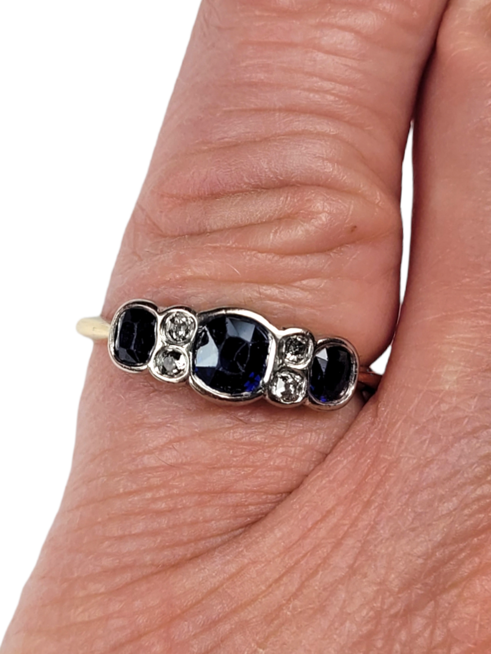 Antique sapphire and diamond ring sku 5737
