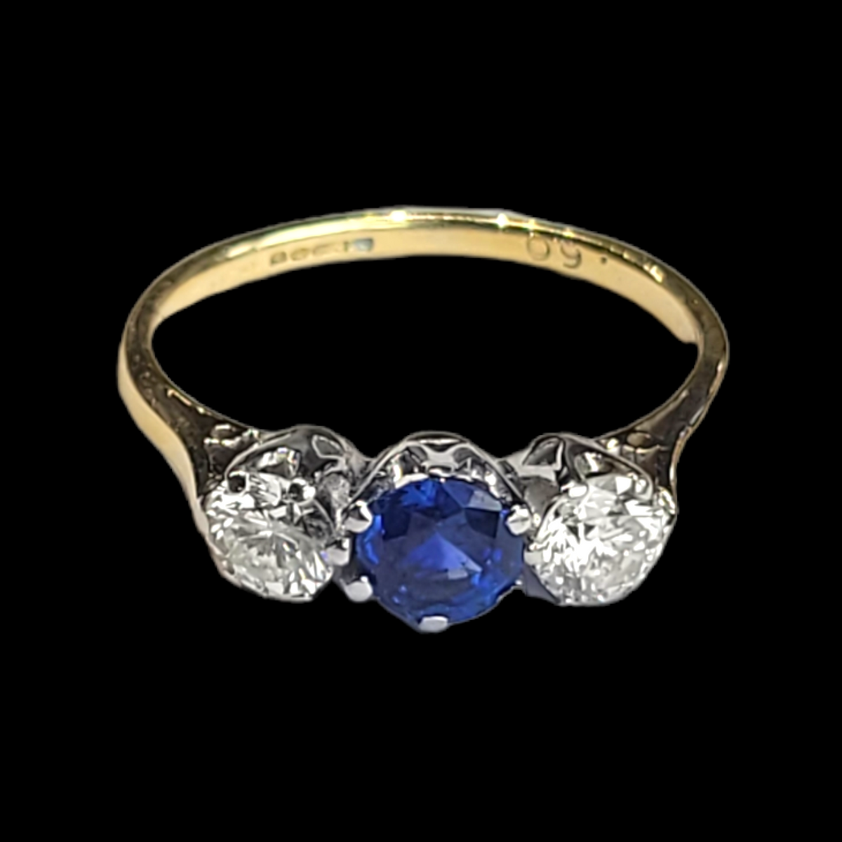 Antique sapphire and diamond engagement ring sku 5762