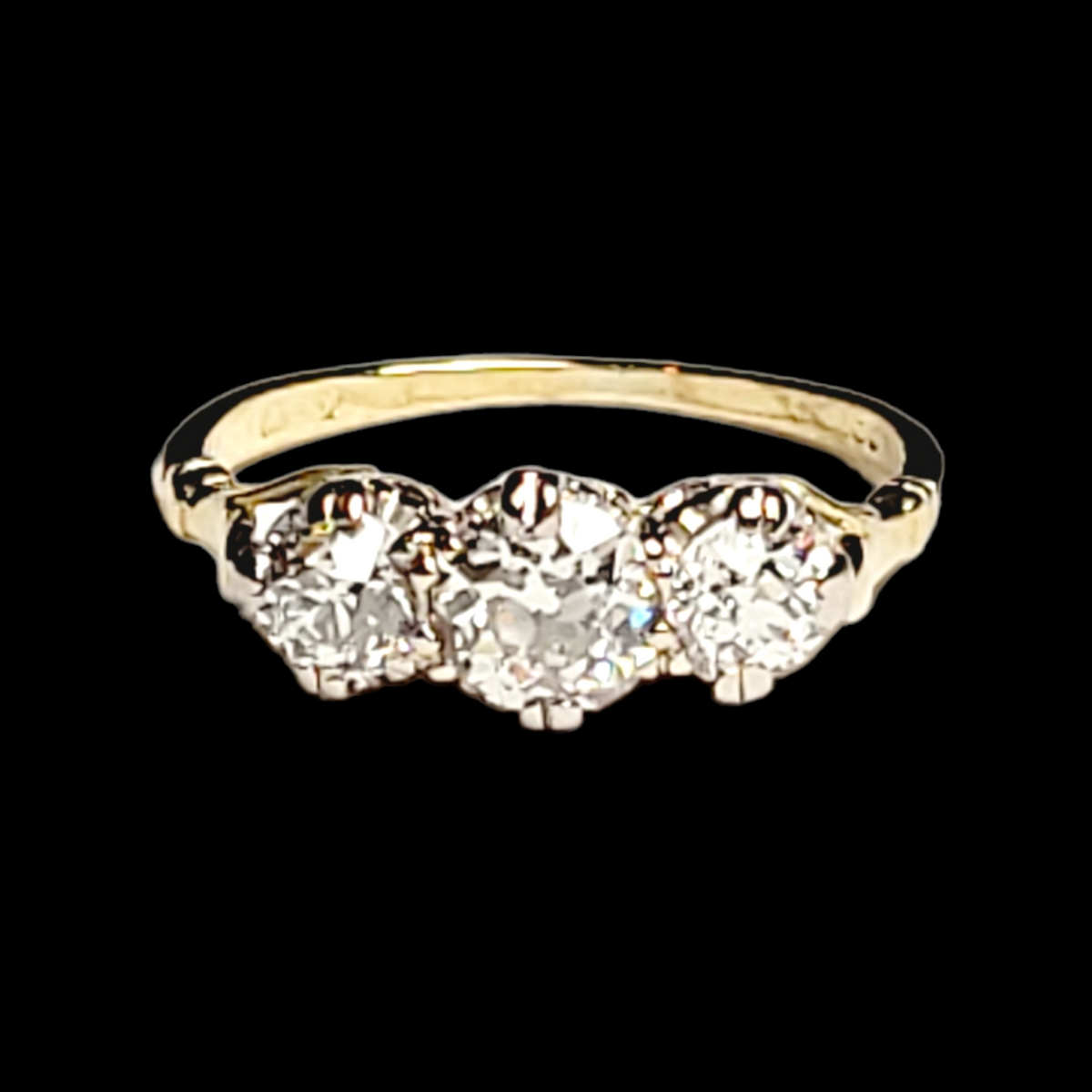 Antique three stone diamond engagement ring sku 5923