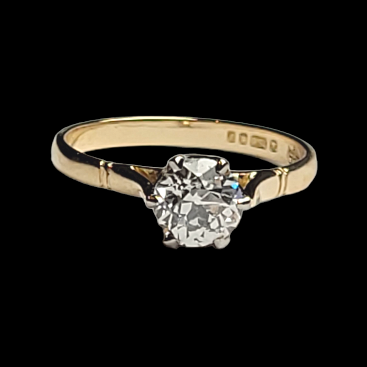 1ct old European cut diamond solitaire in yellow gold sku 5978