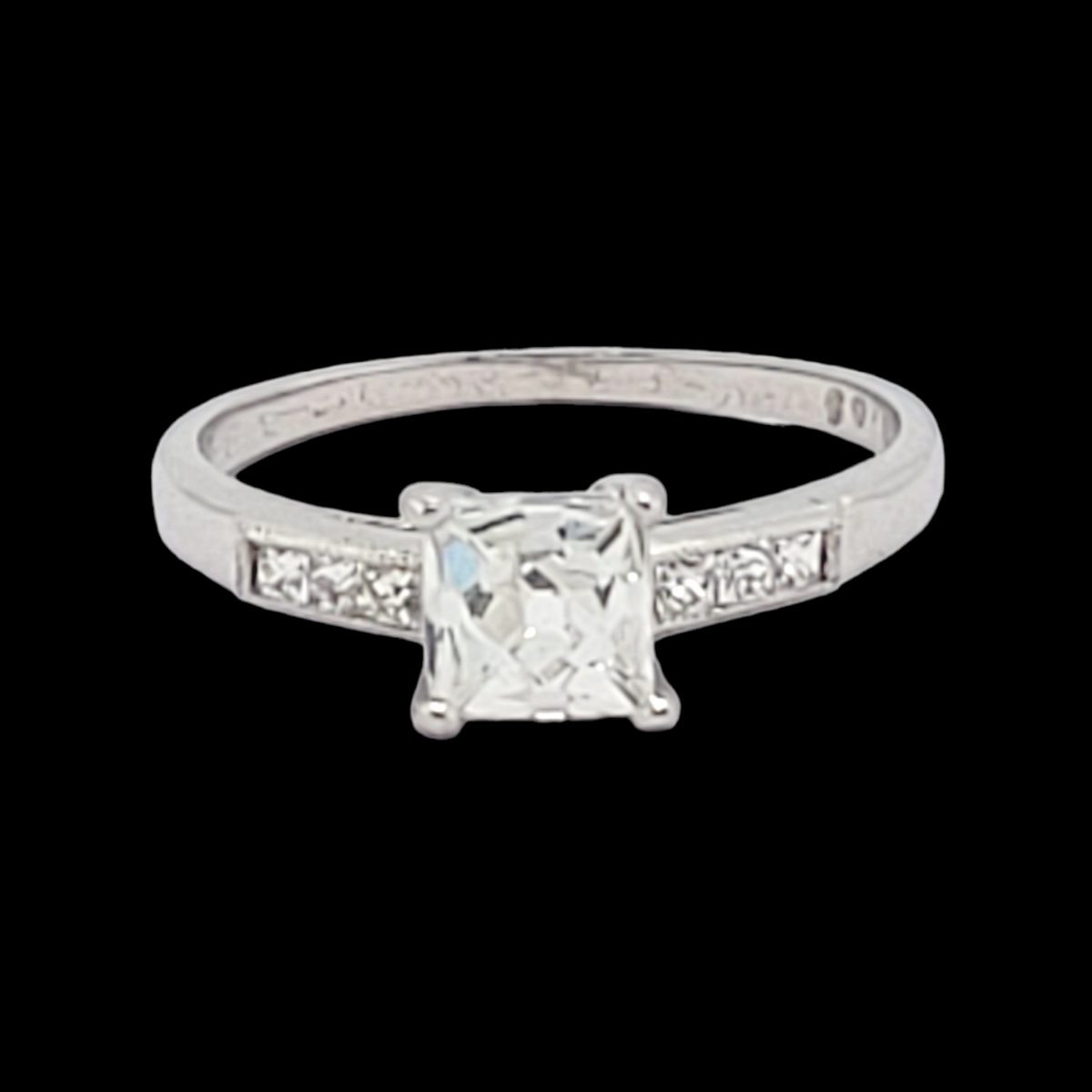 1.08ct French cut diamond engagement ring sku 6201