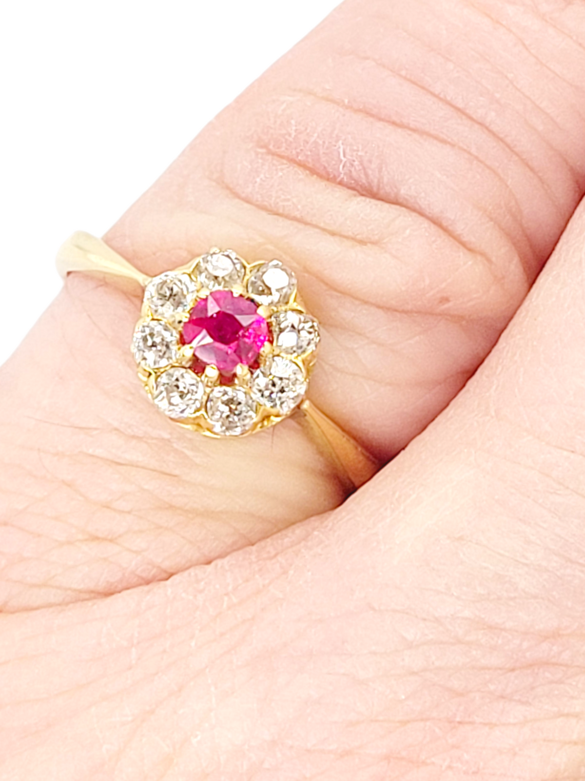 Antique Burmese Ruby and old cut diamond cluster ring
SKU: 6940