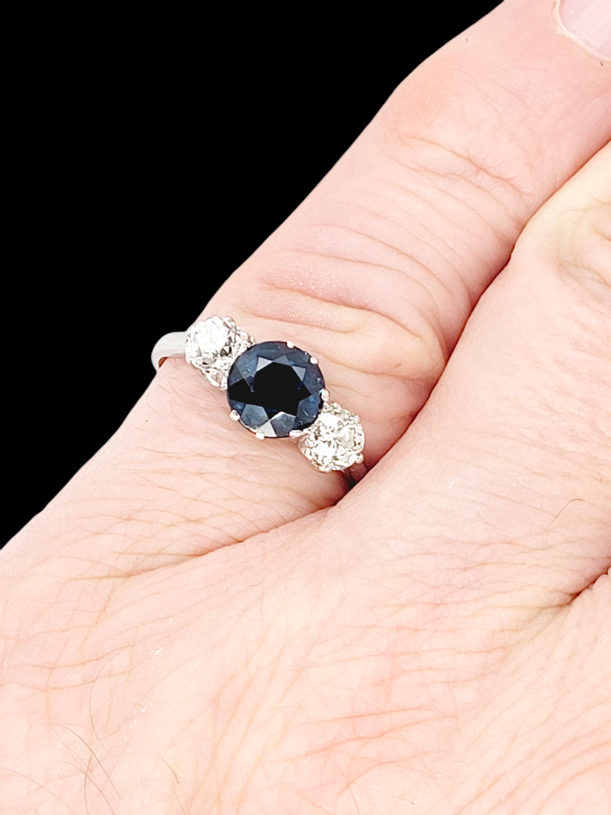 Art deco Sapphire and diamond trilogy engagement ring
SKU: 7672