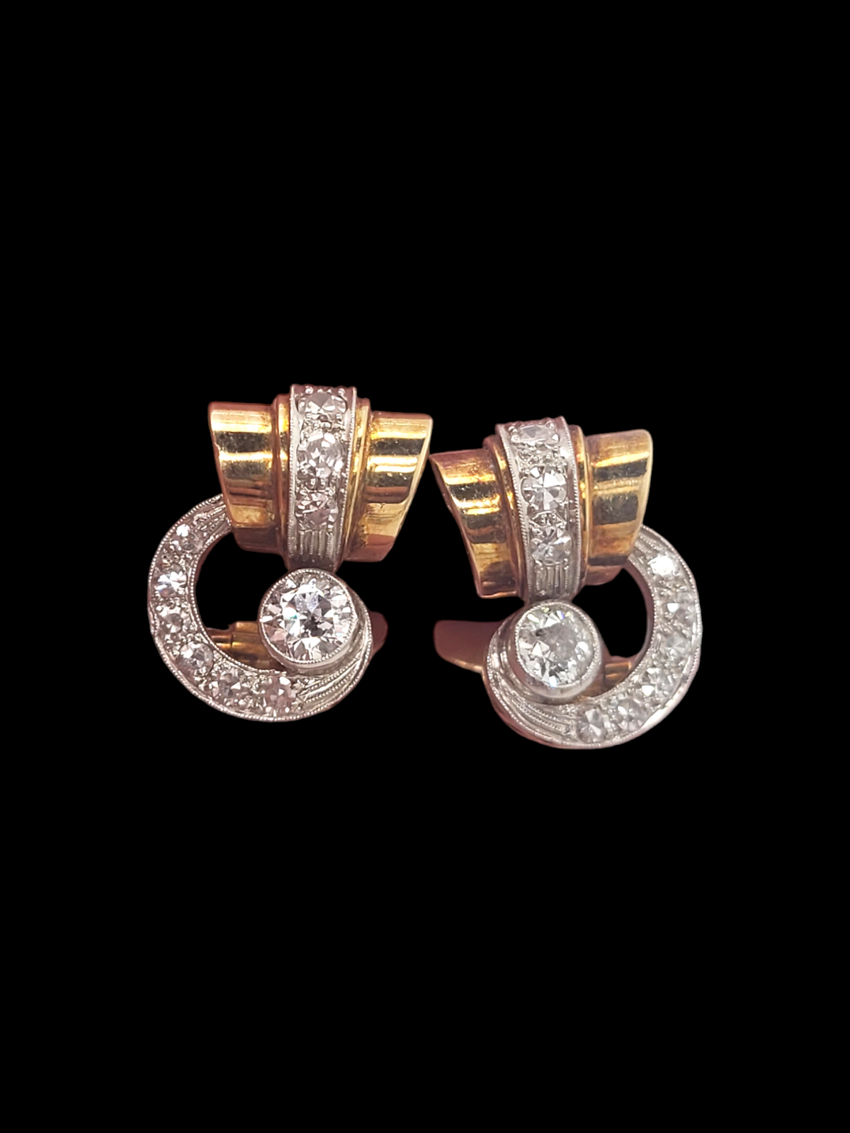 Stylish 1940's 18ct gold and old cut diamond earrings
SKU: 7742