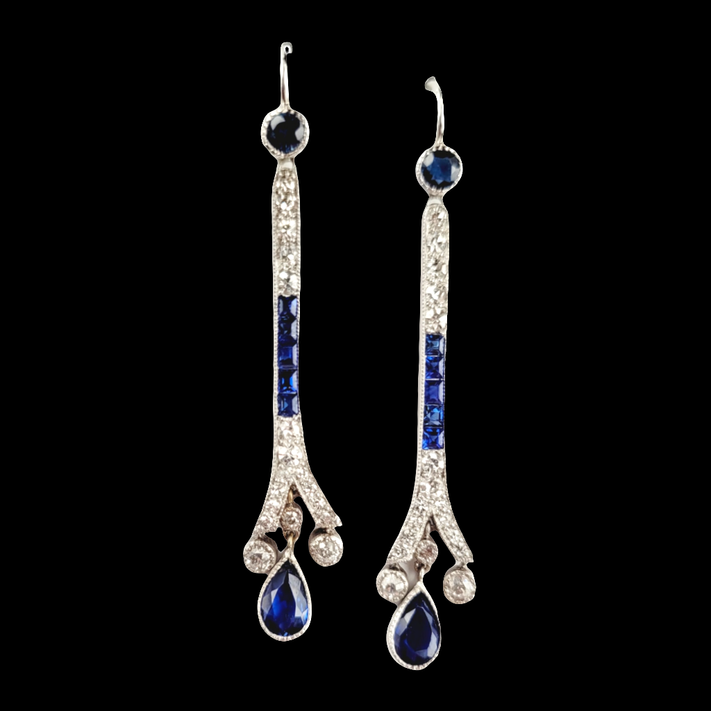 Art deco sapphire and diamond drop earrings
SKU: 6280