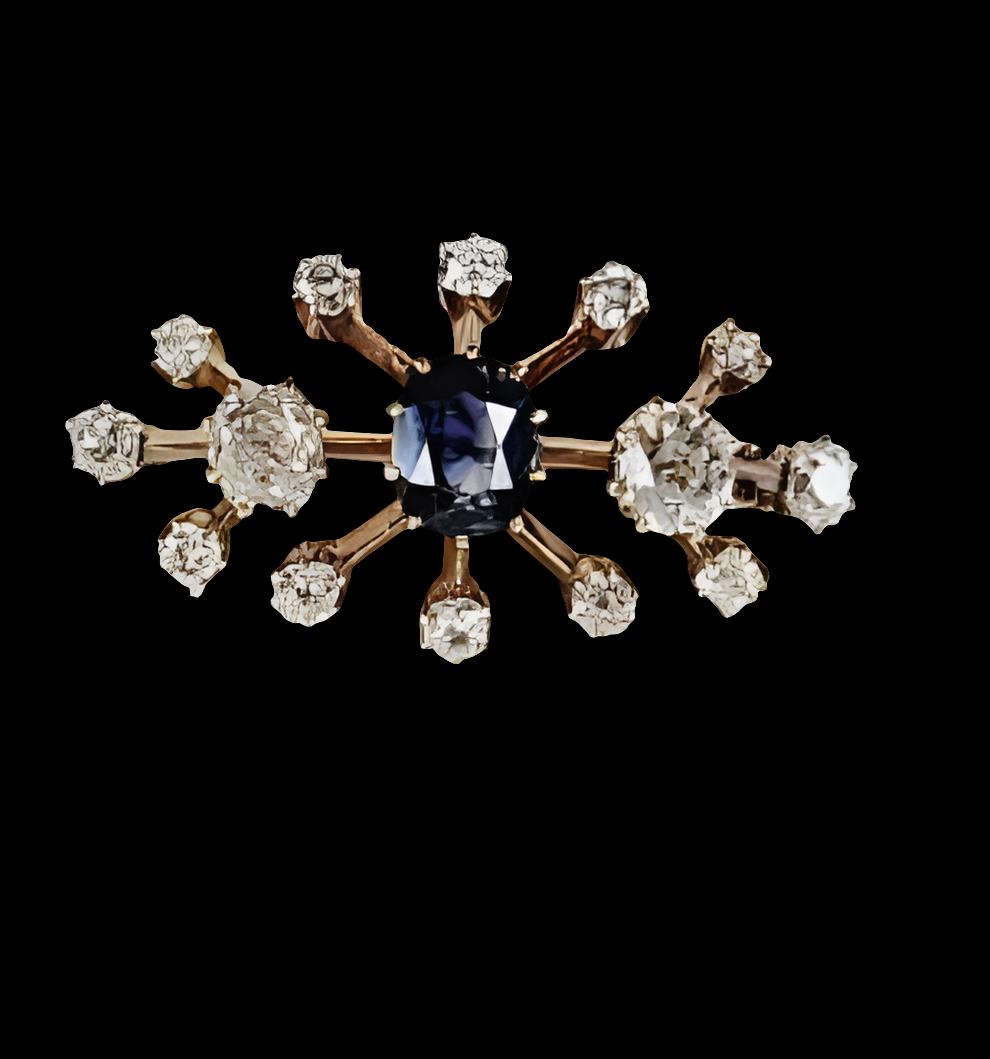 Antique diamond and sapphire brooch