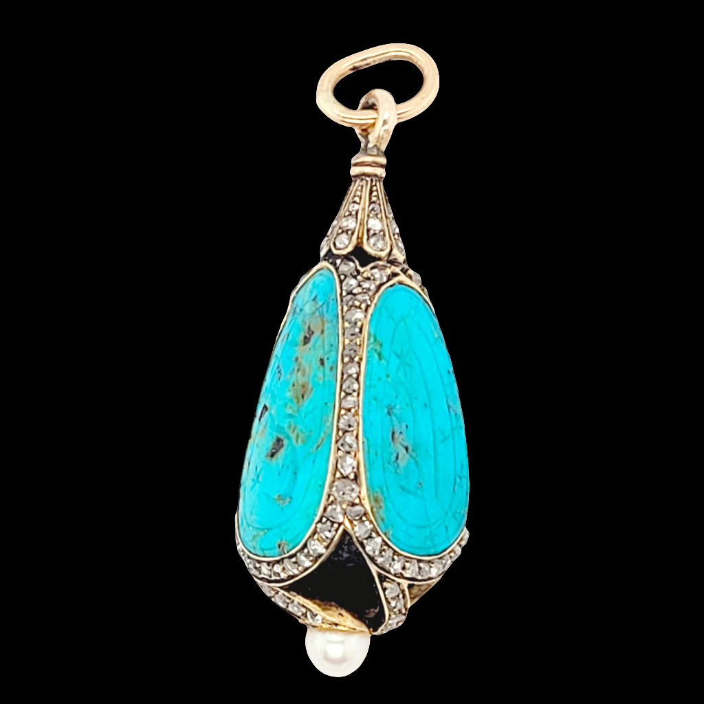 Rare antique turquoise and diamonds pendant
SKU: 6398