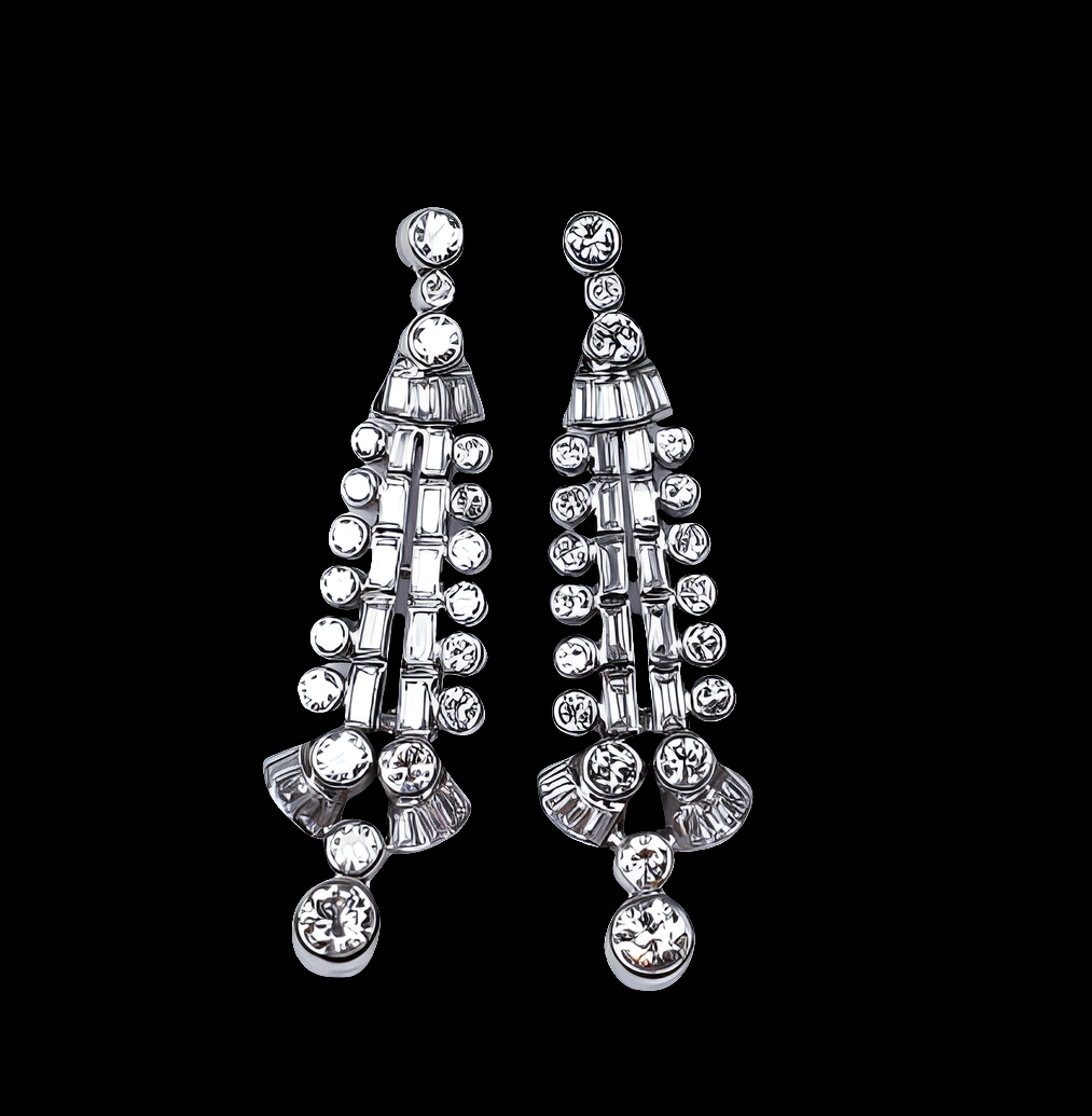 Diamond and Baguette Diamond Drop Earrings
SKU: 3249