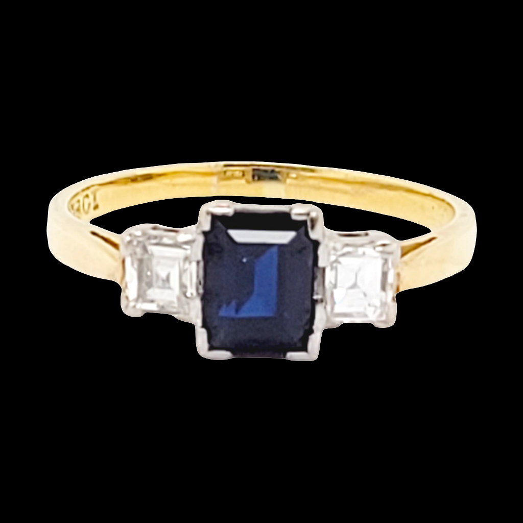 Vintage baguette sapphire and square diamond engagement ring
SKU: 6841