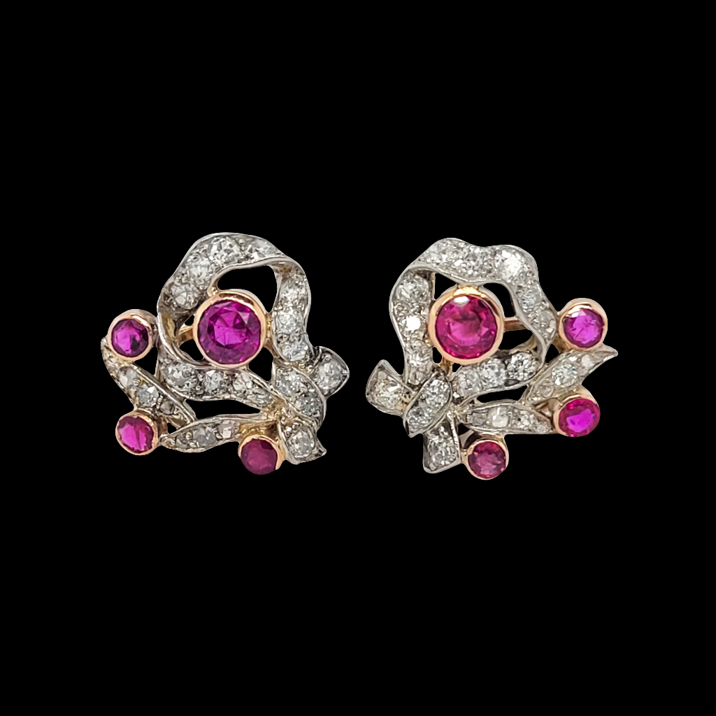 Sophisticated Ruby and diamond bow earrings
SKU: 6414