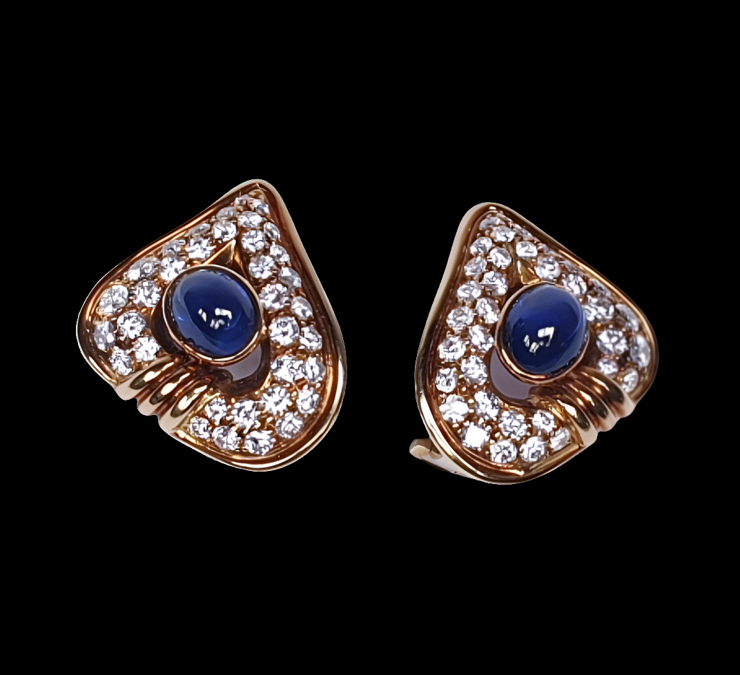 Cabochon Sapphire and Diamond Earrings
SKU: 3450