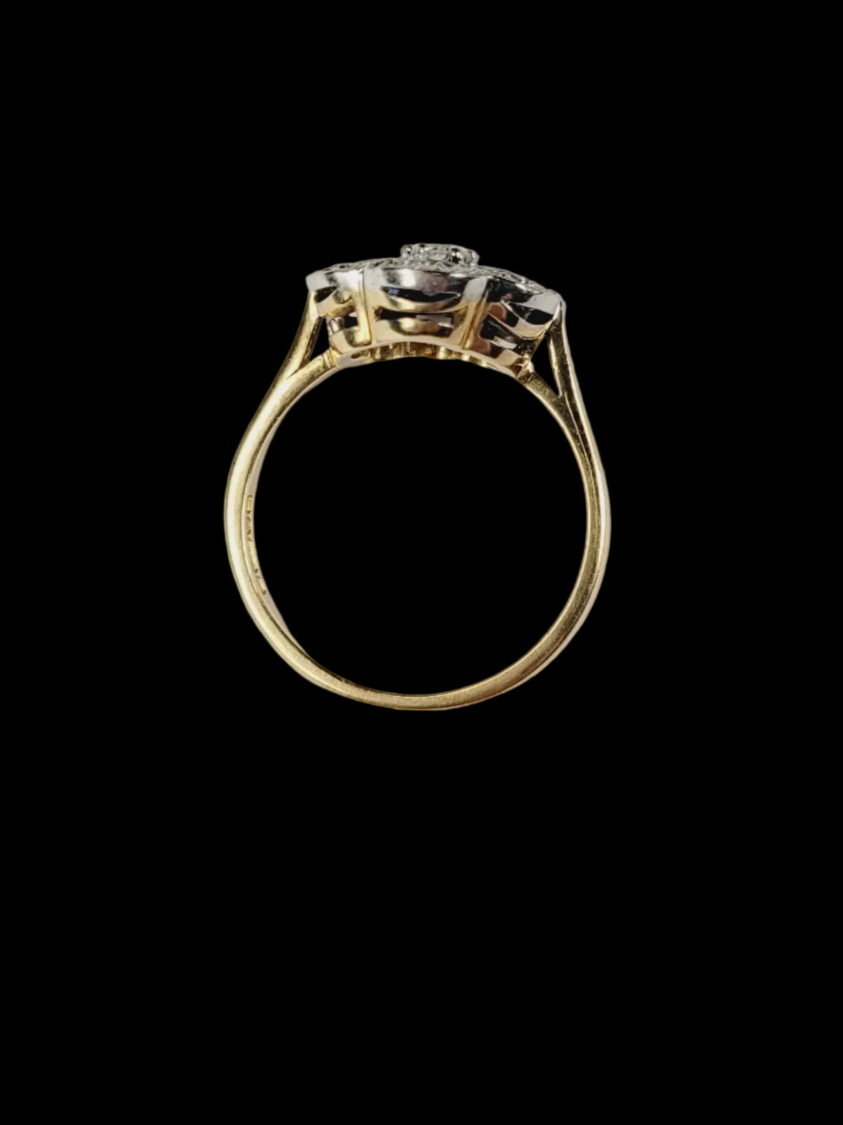 Sapphire and diamond flower cluster ring sku 8777