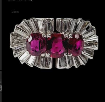 1940's ruby and baguette diamond cocktail ring
SKU: 5032