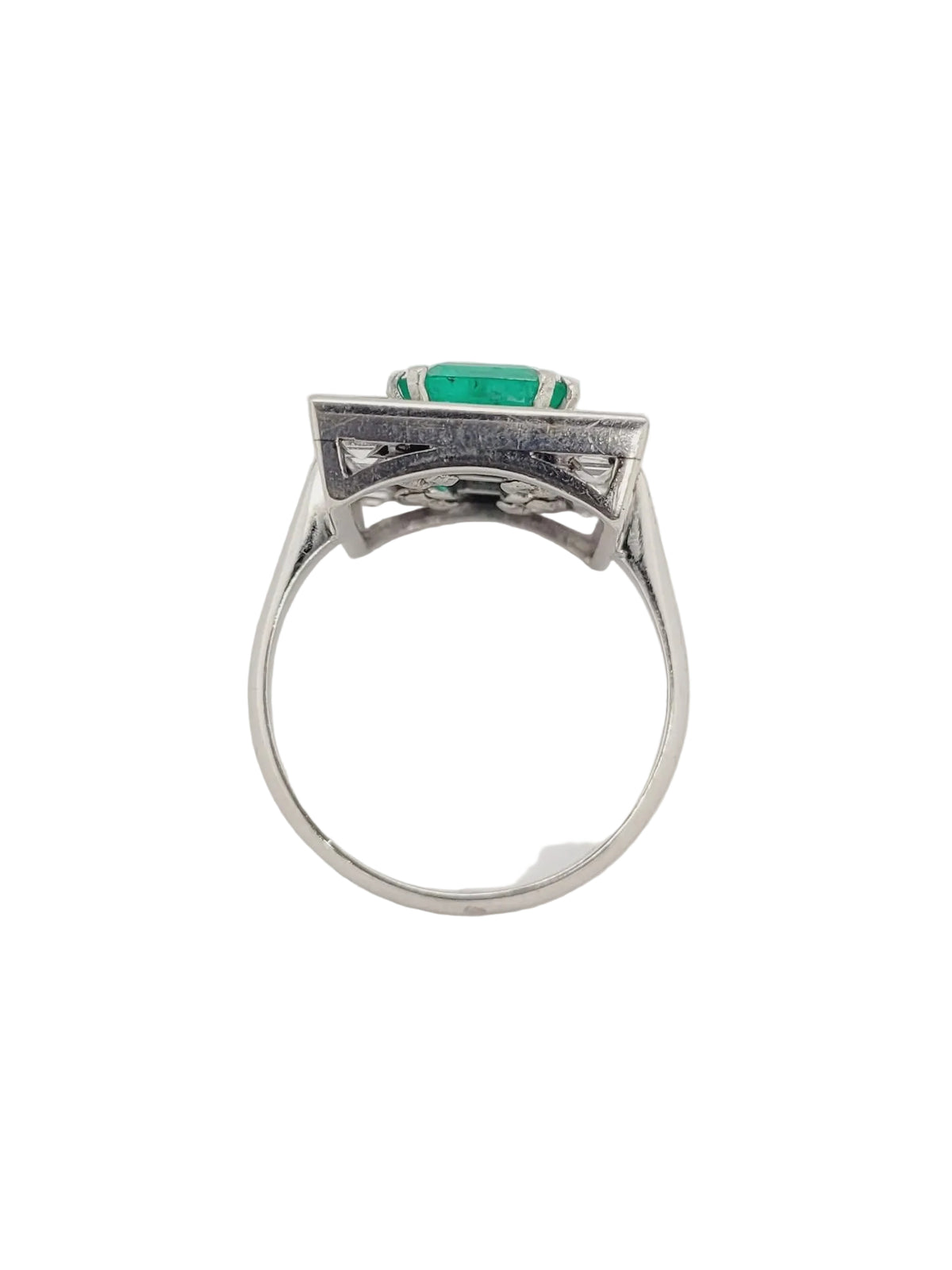 Fine Columbian emerald and square diamond ring sku 9074