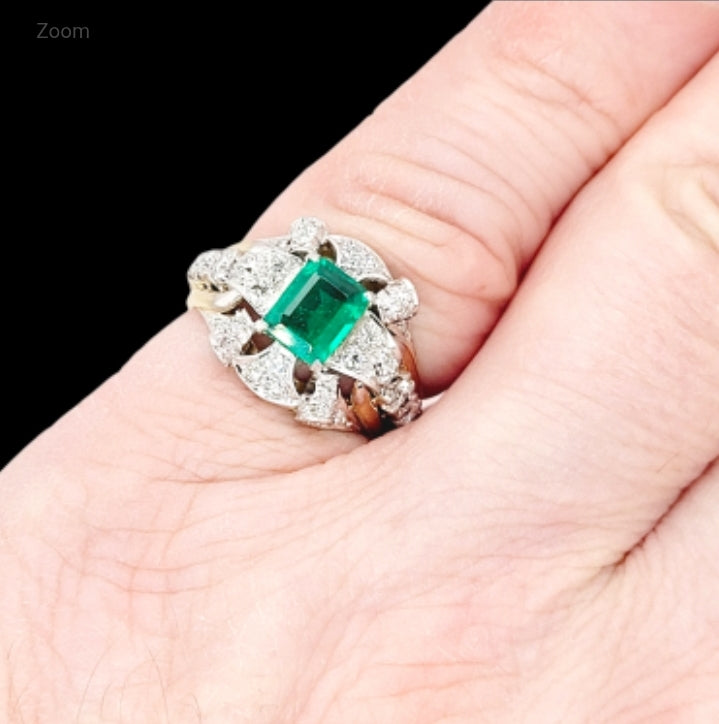 Antique fine emerald and diamond engagement ring
SKU: 7879