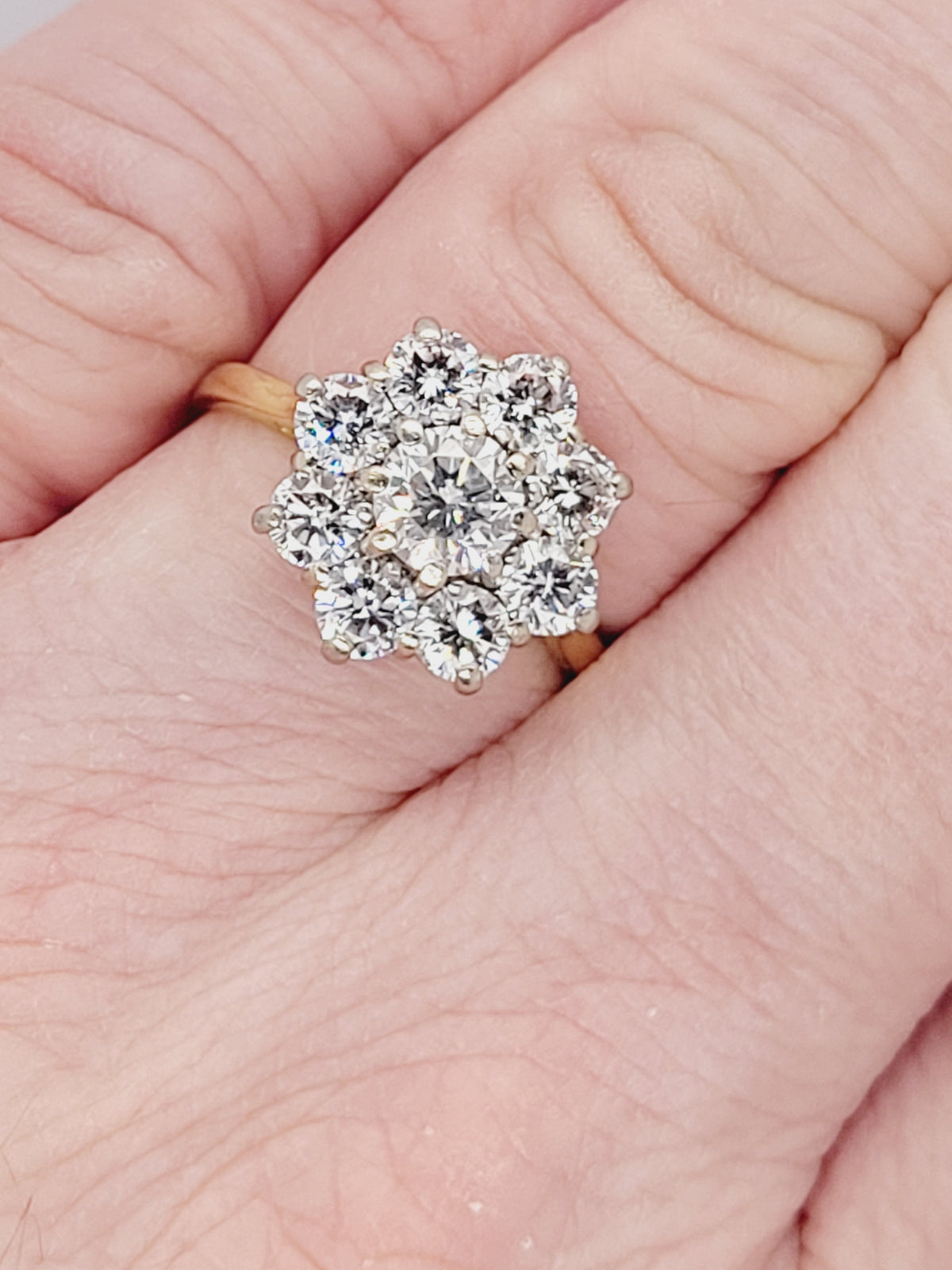 Vintage diamond daisy cluster engagement ring sku 8693