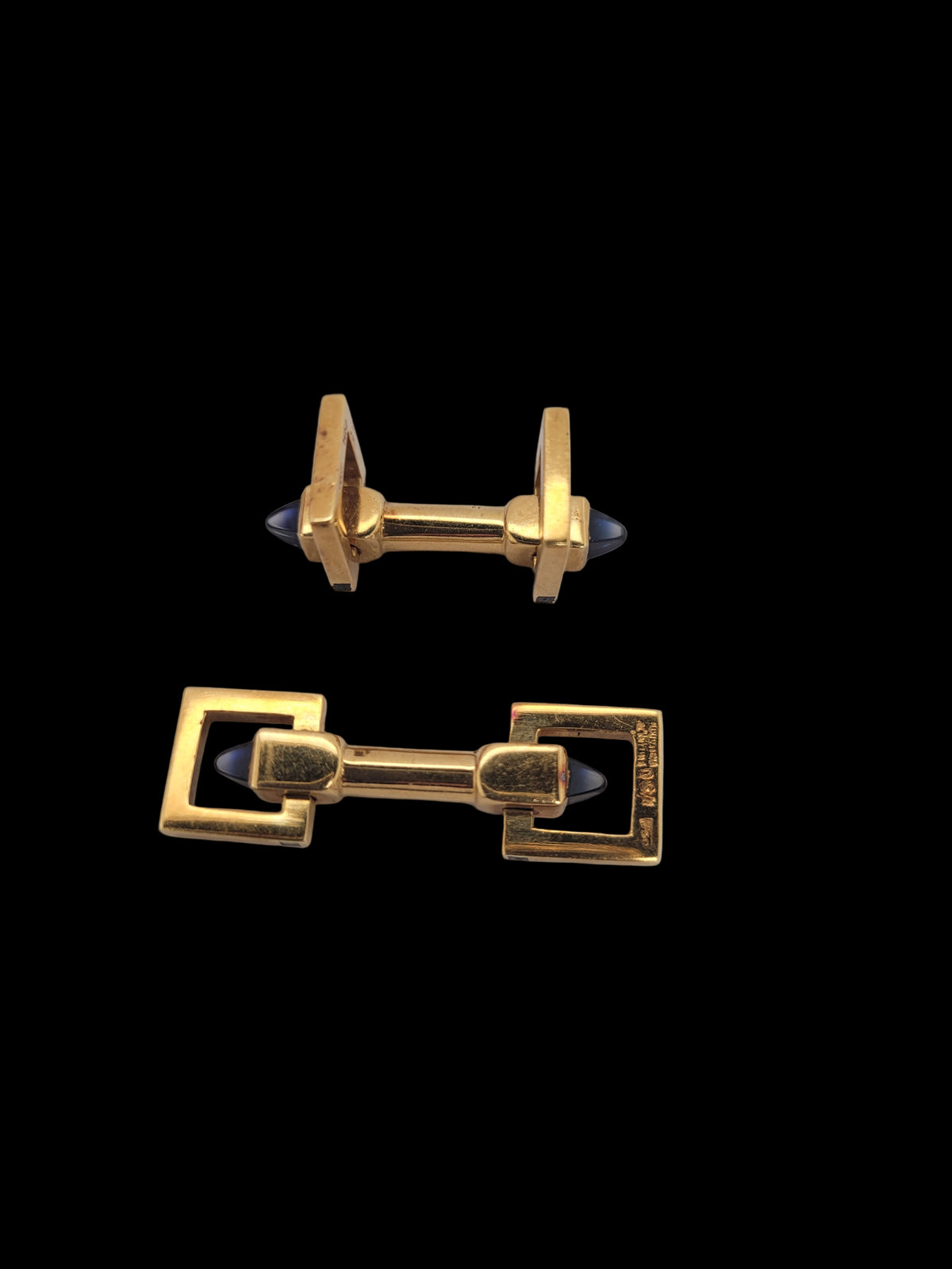 Vintage 18ct gold and sapphire stirrup cufflinks sku 8519