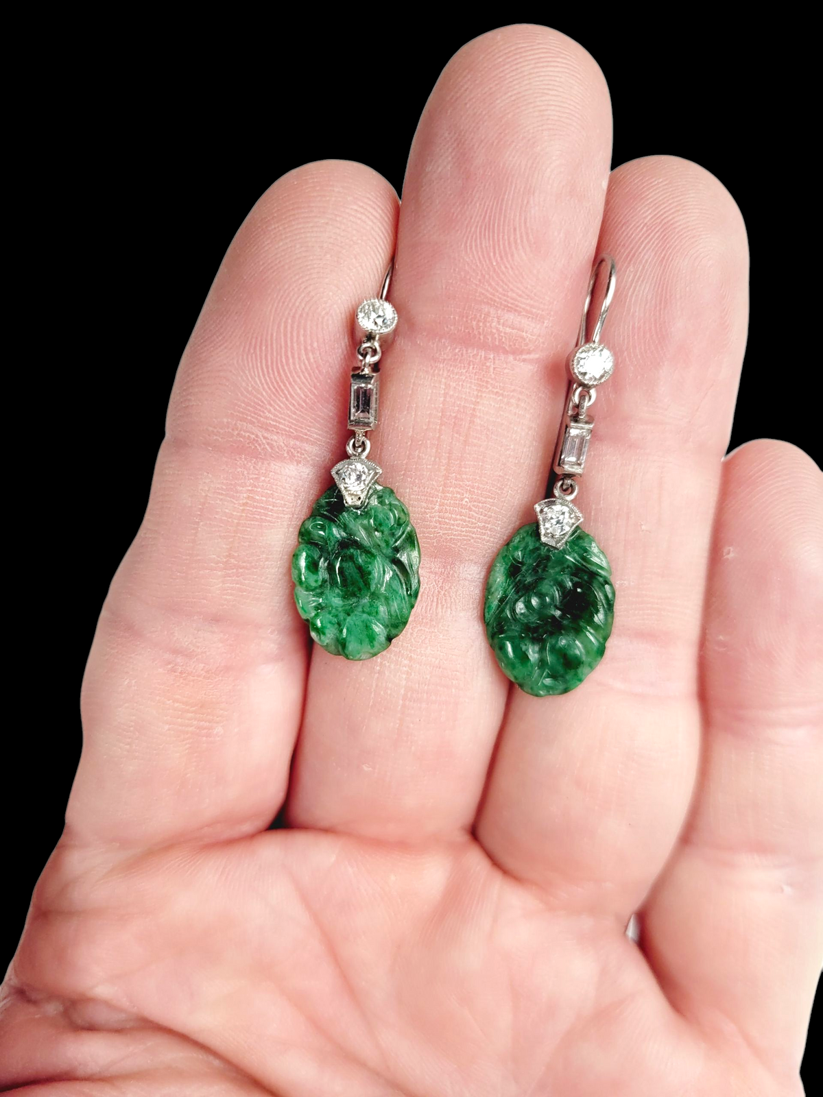 Art deco jade and diamond pendant earrings
SKU: 8217