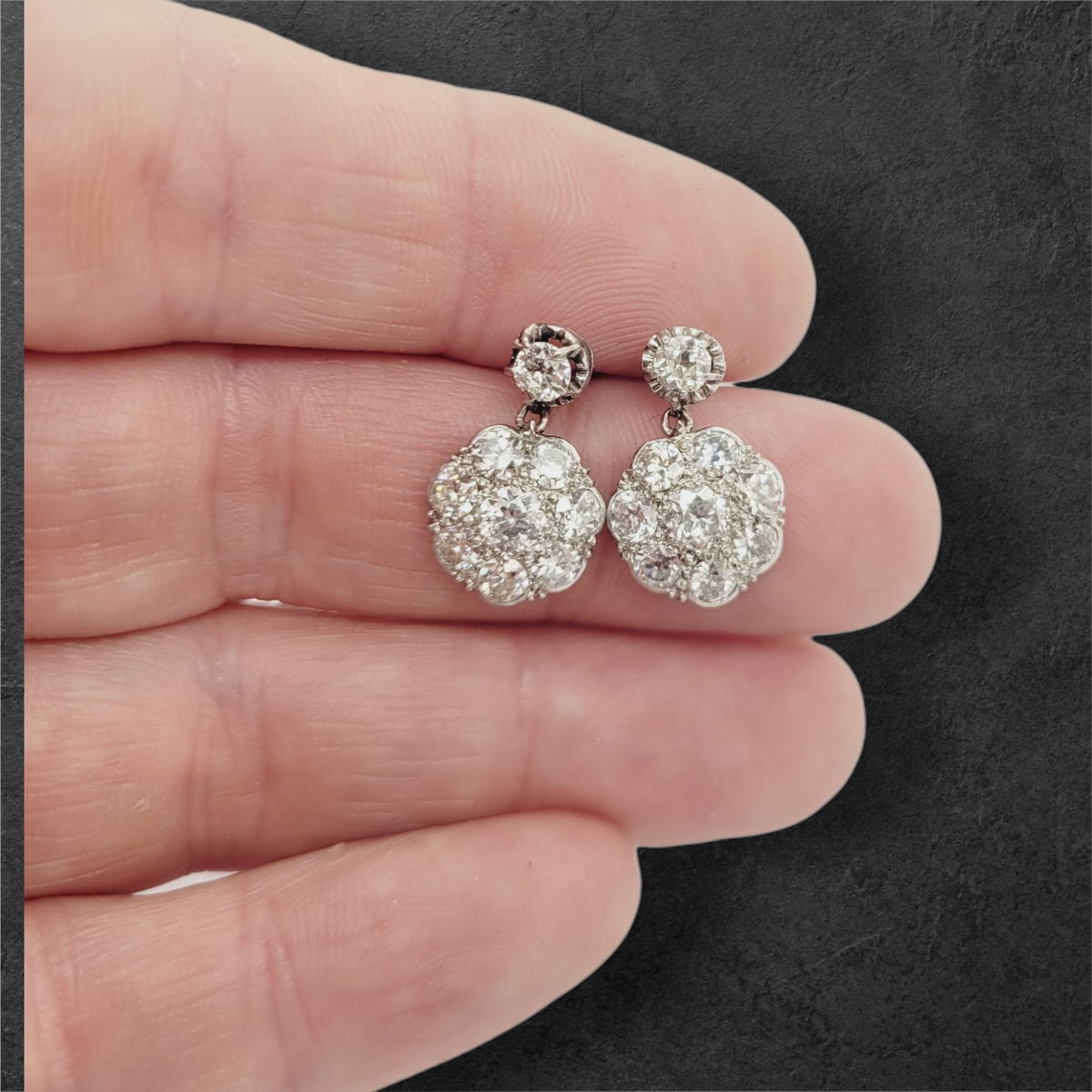 Antique diamond cluster drop earrings
SKU: 8485