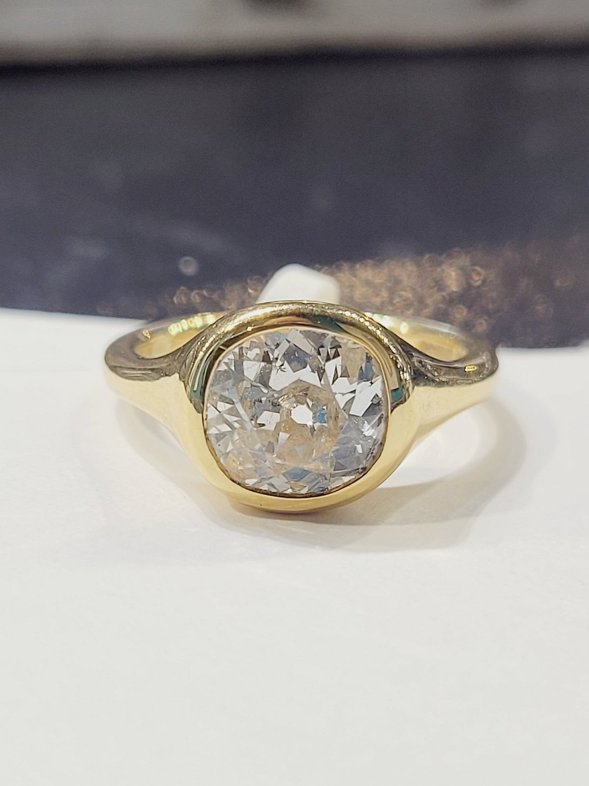 1.50ct old mine cut gypsy ring sku 8955