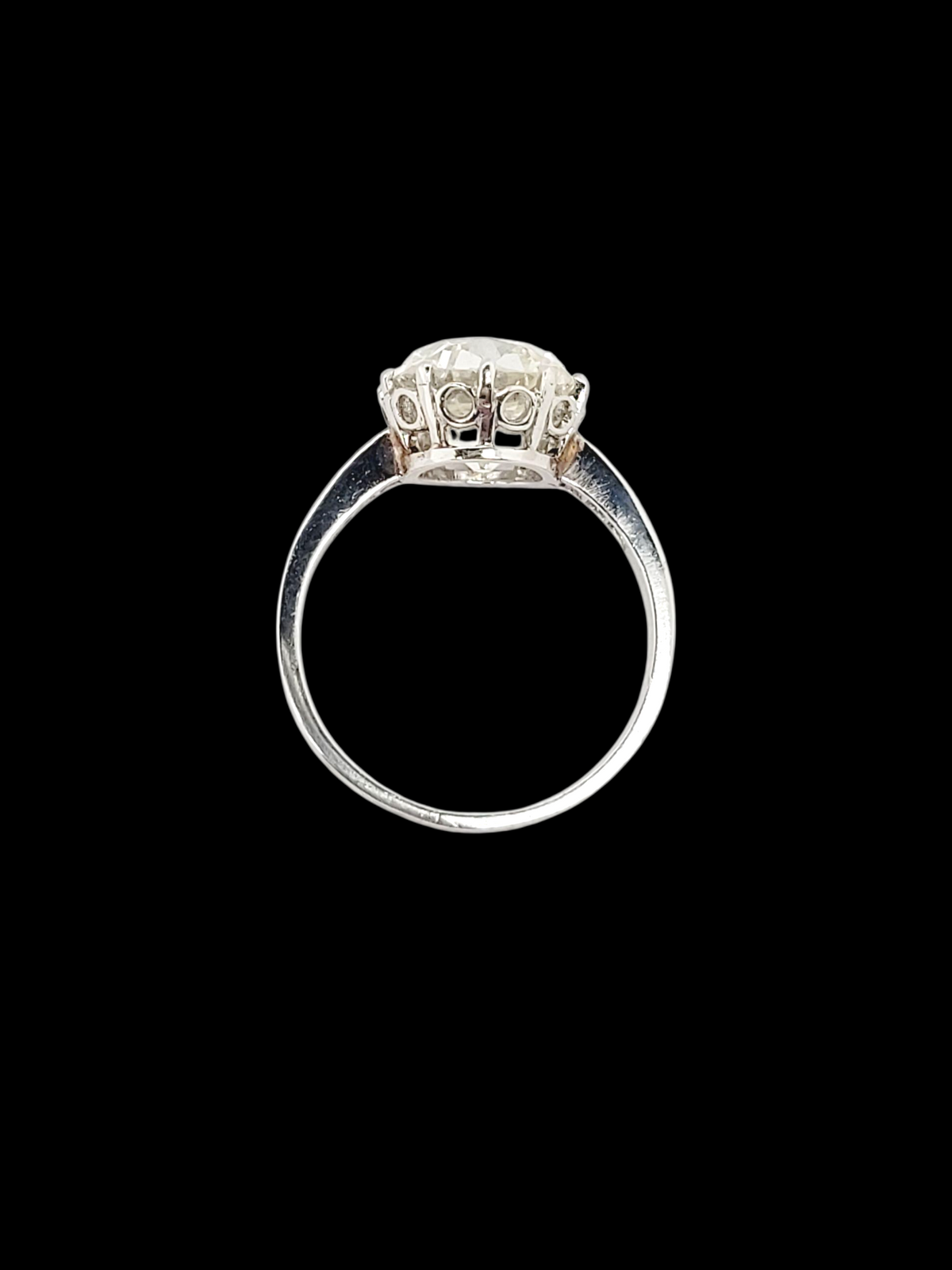 Gorgeous 3.15ct old mine cut diamond solitaire engagement ring Sku 8334