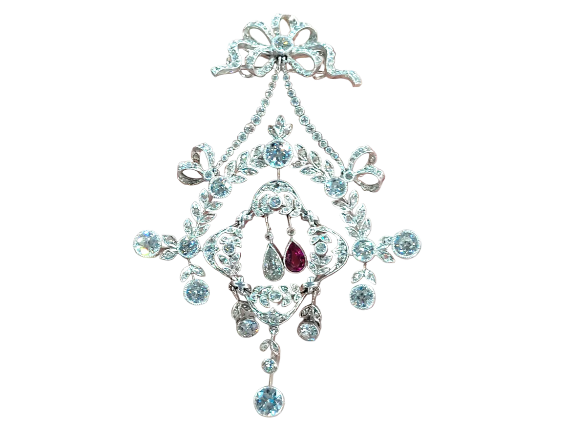 Belle epoque ruby and diamond pendant/brooch
SKU: 8353