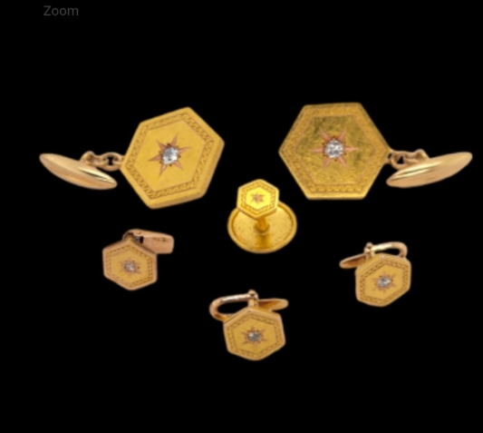 Hexagonal gold and diamond dress set
SKU: 7012