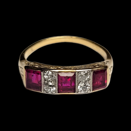Antique Ruby and diamond ring sku 59799