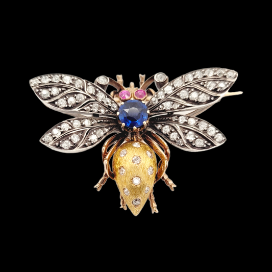 Antique sapphire and diamond bee brooch sku 6003