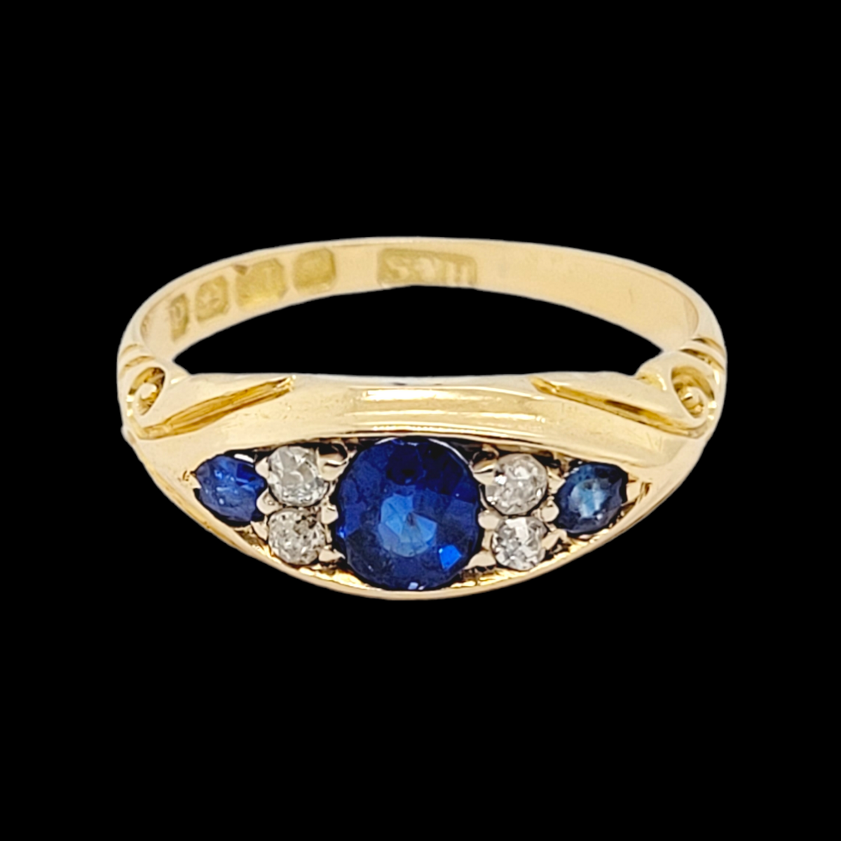 Antique sapphire and diamond ring sku 6168