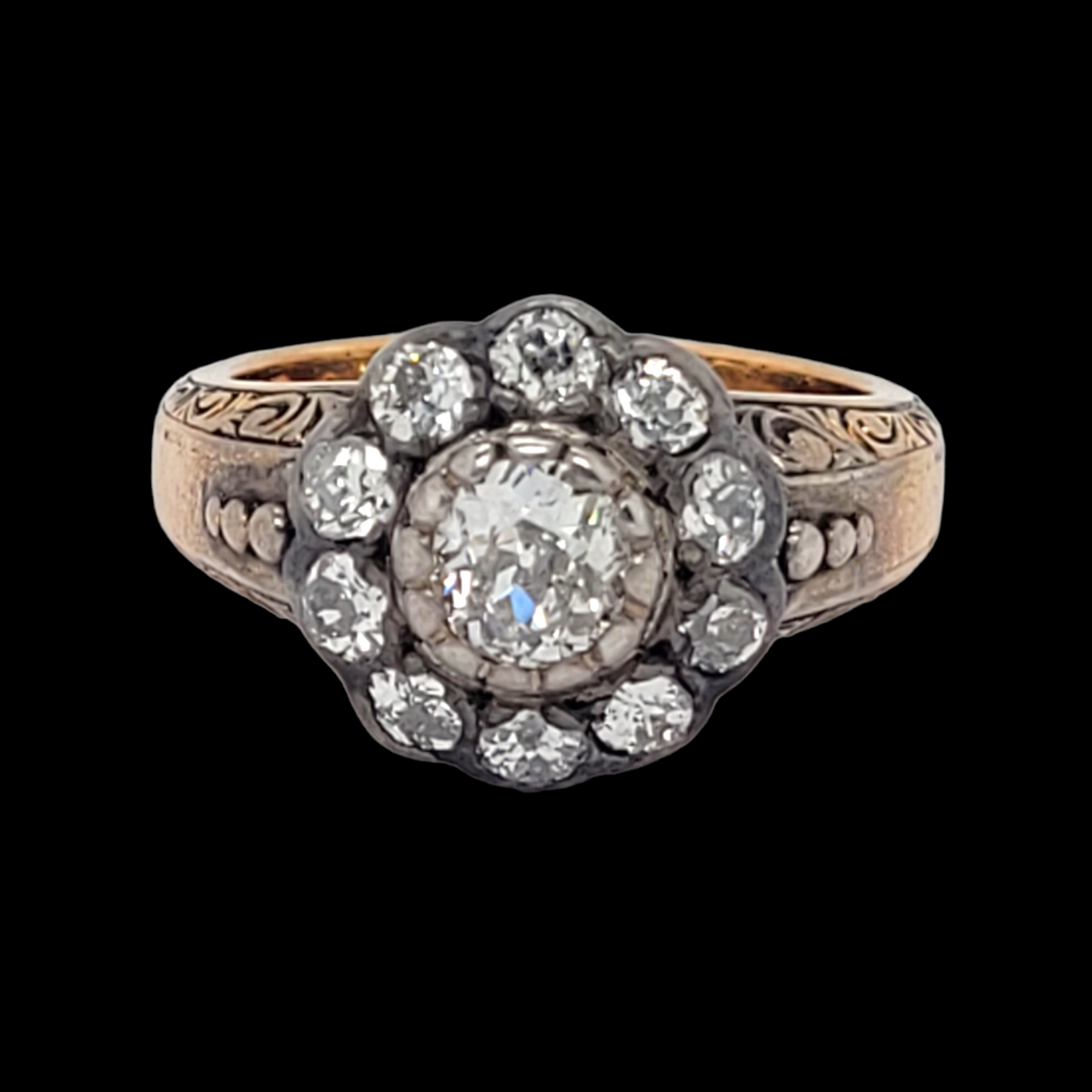 RARE antique diamond cluster ring Sku 6176