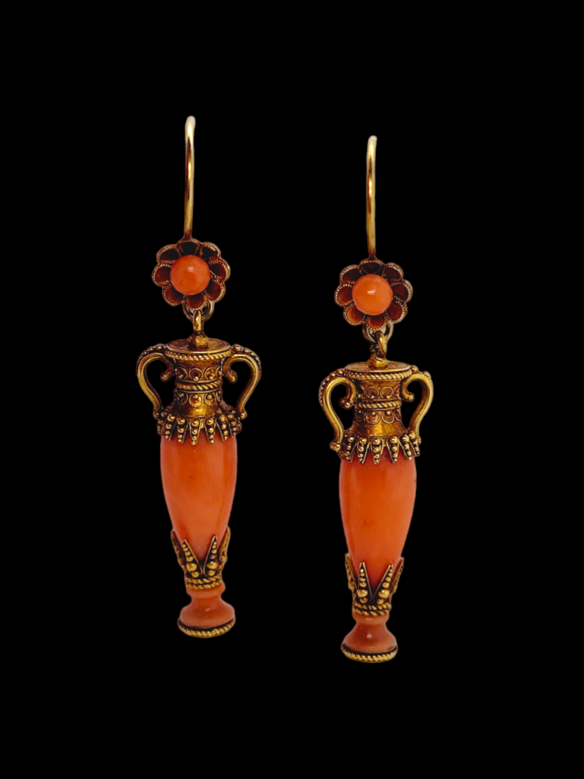 Archaeological revival coral and gold amphora earrings
SKU: 7040