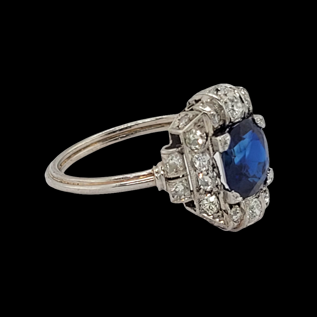 Art deco sapphire and diamond engagement ring SKU: 6237