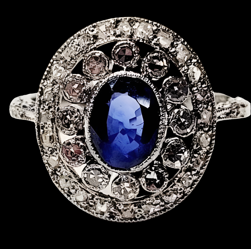 Belle epoque sapphire and diamond engagement ring
SKU: 5328