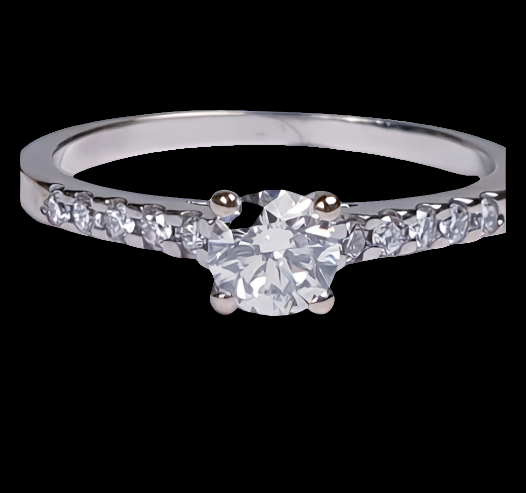 Diamond Solitaire Engagement Ring with Diamond Shoulders
SKU: 1697