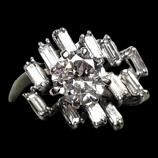 Cool 1960's diamond and baguette diamond engagement ring

SKU: 6498