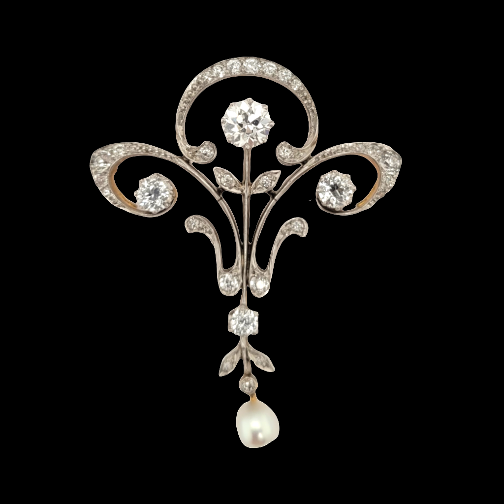 Art nouveau diamond and pearl brooch/pendant

SKU: 6417