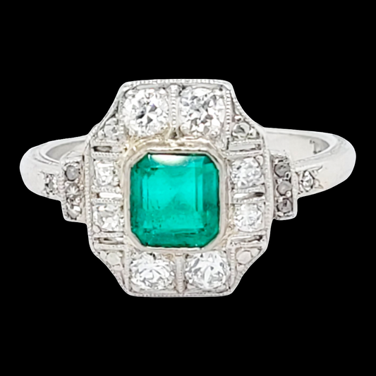 Art deco emerald and diamond entertainment ring

SKU: 6576