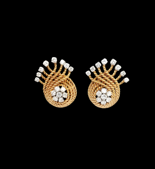 1960's stylish Vintage day 18ct yellow gold and diamond earrings
SKU: 7982