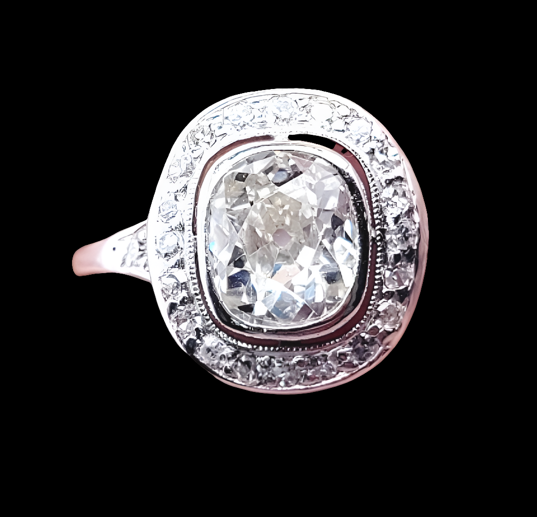 Art deco 1.50ct cushion cut diamond halo engagement ring
SKU: 7136