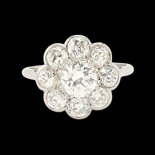 Art deco diamond cluster engagement ring SKU: 6234