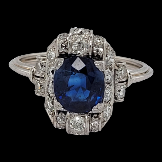 Art deco sapphire and diamond engagement ring SKU: 6237