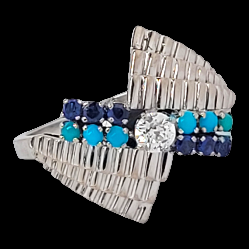 Stylish turquoise sapphire and diamond dress ring

SKU: 6507