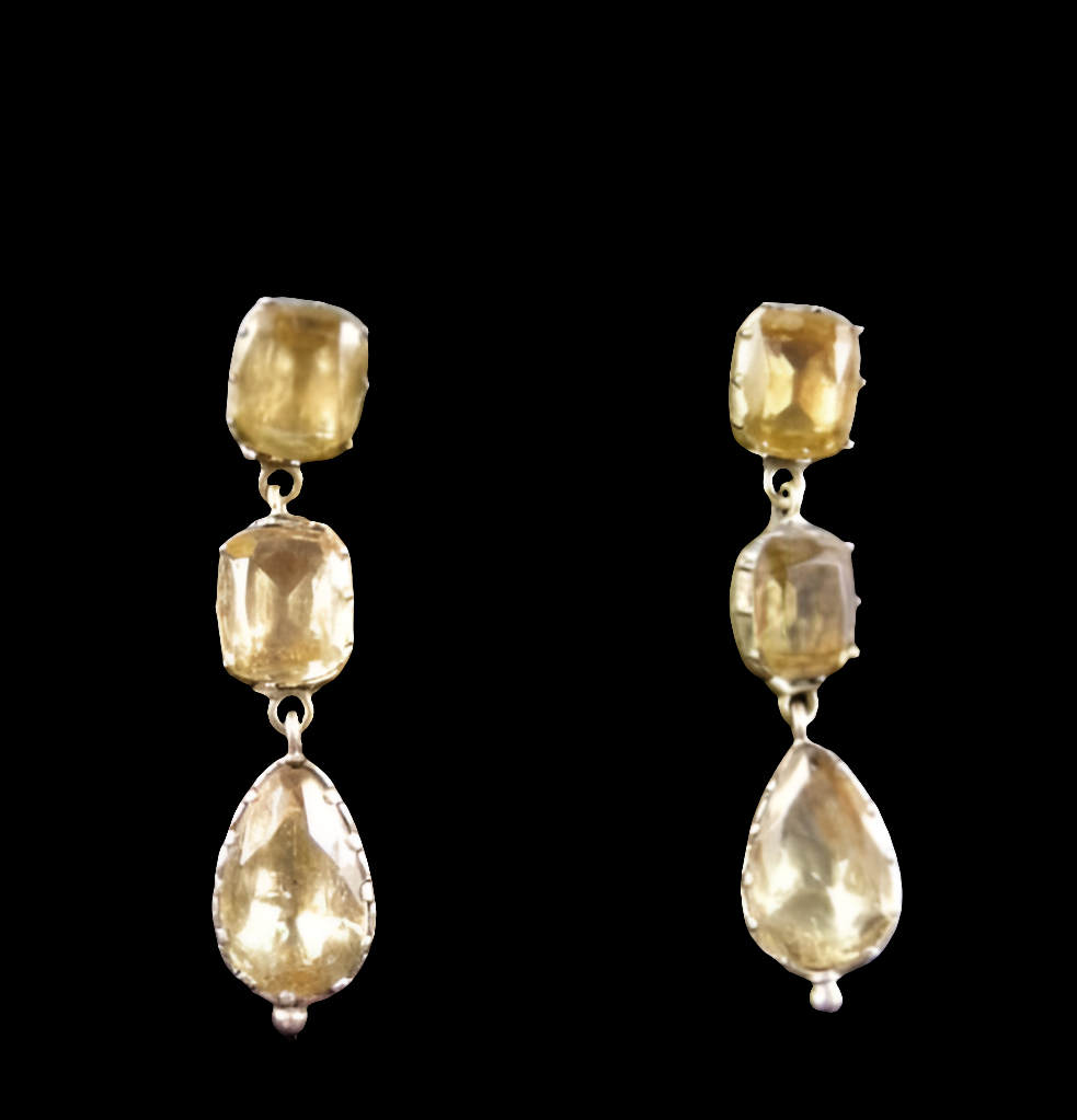 Citrine three stone drop earrings,
SKU: 539