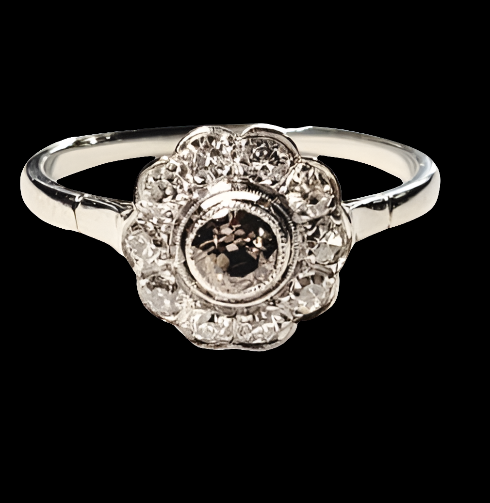 Cognac diamond cluster engagement ring sku 5665