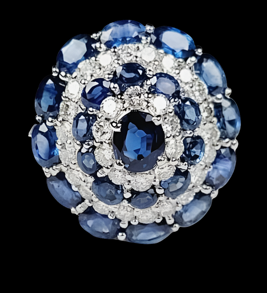 Sapphire and diamond five row cluster engagement ring
SKU: 5259