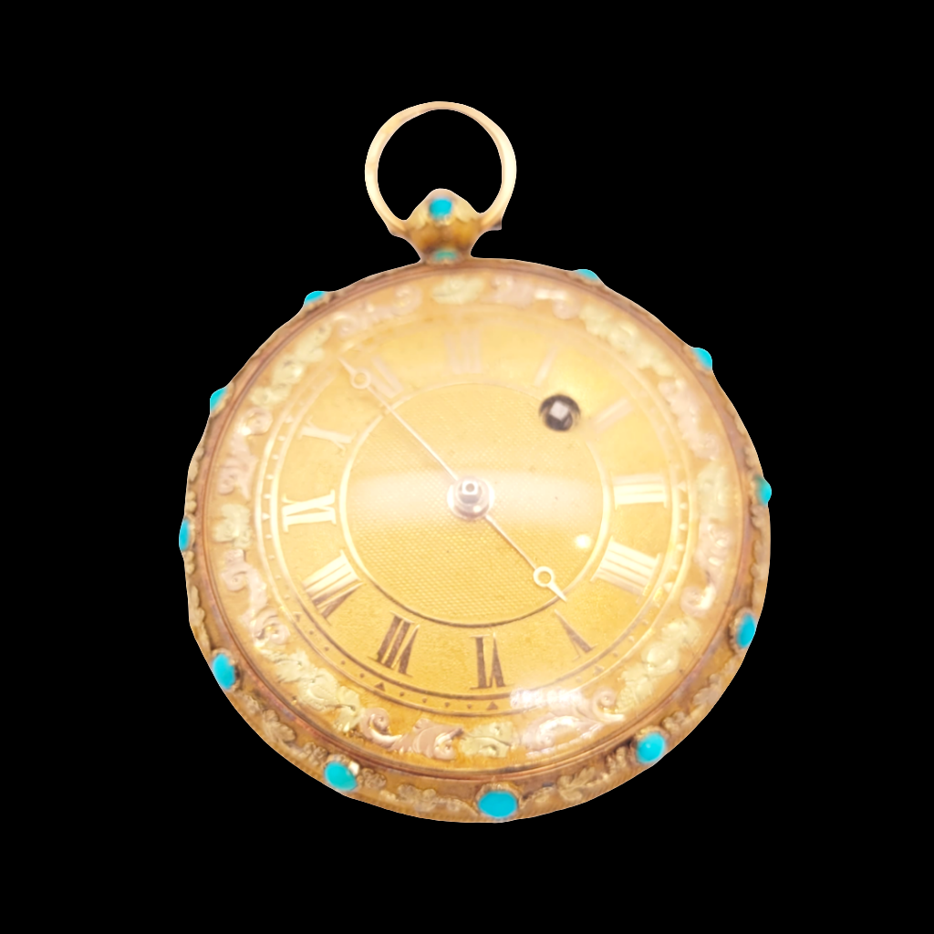 Regency three colour gold ruby and turquoise watch

SKU: 6654