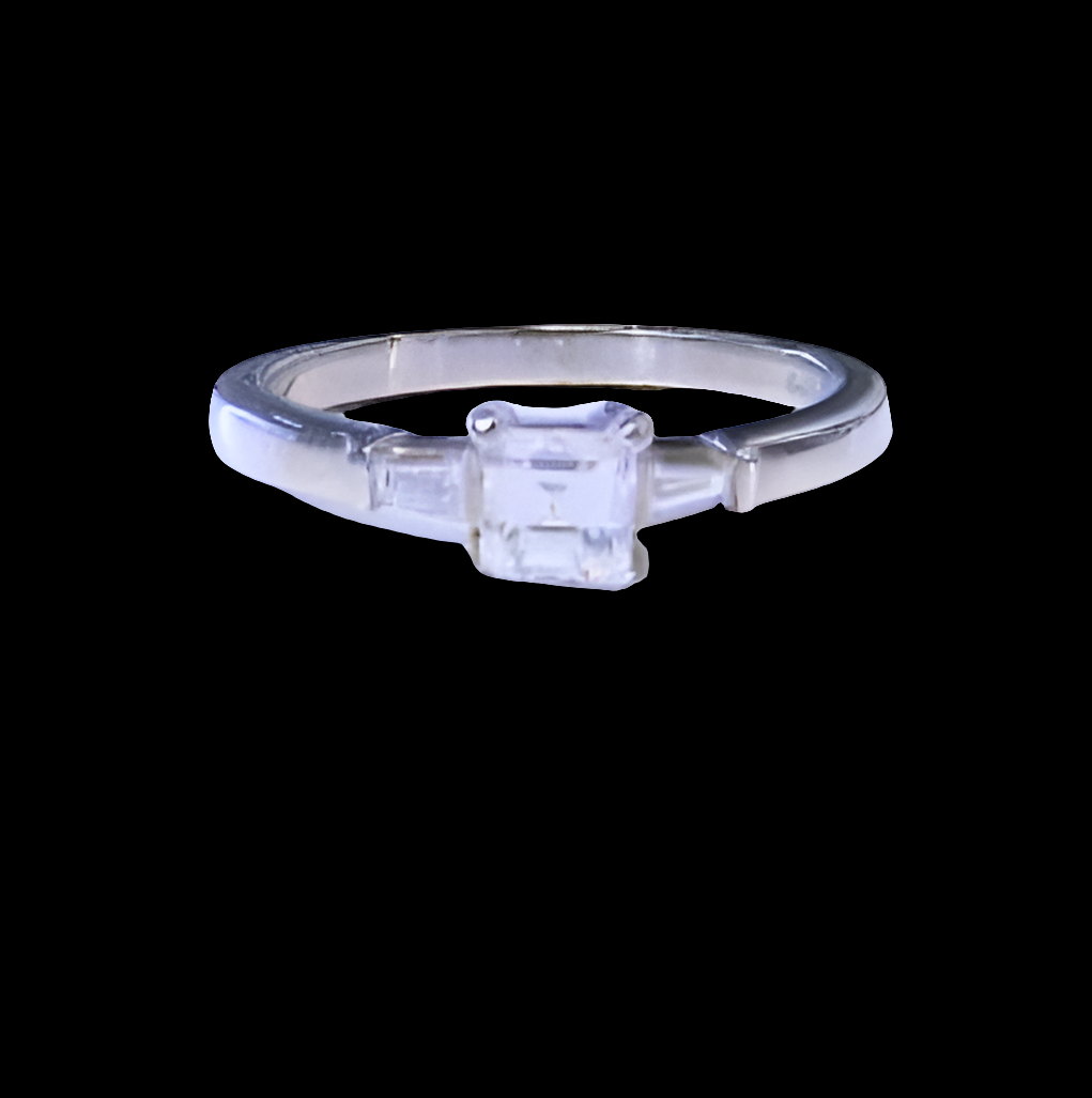 Square Diamond and Tapering Baguette Diamond Engagement Ring
SKU: 3426